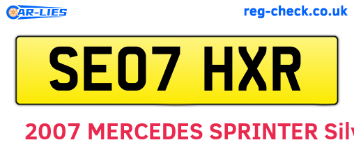 SE07HXR are the vehicle registration plates.
