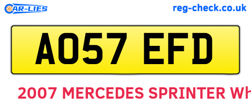 AO57EFD are the vehicle registration plates.