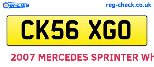 CK56XGO are the vehicle registration plates.