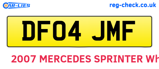 DF04JMF are the vehicle registration plates.