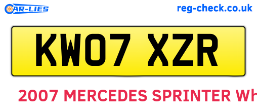 KW07XZR are the vehicle registration plates.