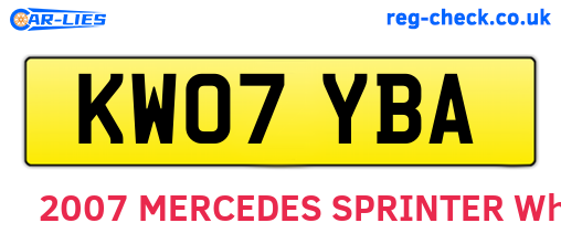 KW07YBA are the vehicle registration plates.