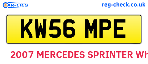 KW56MPE are the vehicle registration plates.