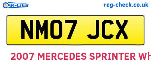 NM07JCX are the vehicle registration plates.