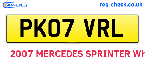 PK07VRL are the vehicle registration plates.