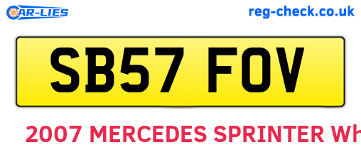 SB57FOV are the vehicle registration plates.