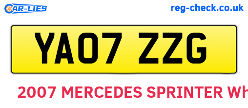 YA07ZZG are the vehicle registration plates.