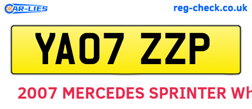 YA07ZZP are the vehicle registration plates.