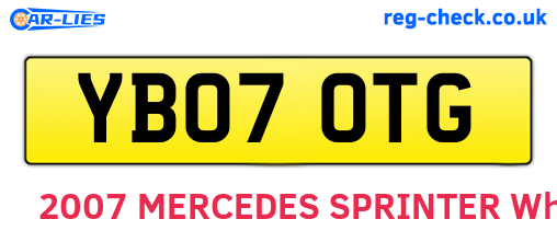 YB07OTG are the vehicle registration plates.