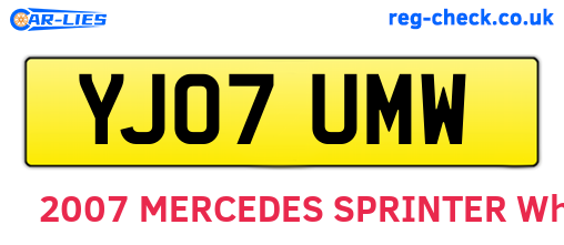 YJ07UMW are the vehicle registration plates.