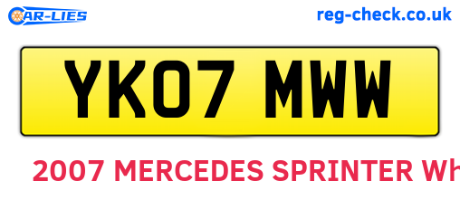 YK07MWW are the vehicle registration plates.