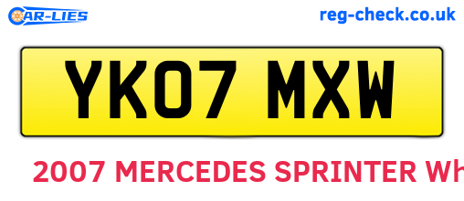 YK07MXW are the vehicle registration plates.