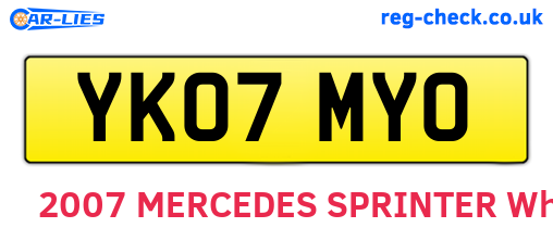 YK07MYO are the vehicle registration plates.