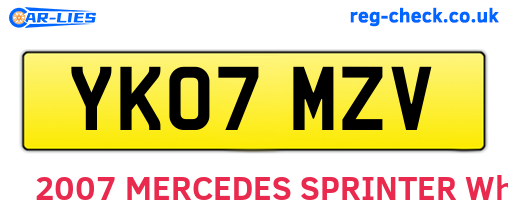 YK07MZV are the vehicle registration plates.