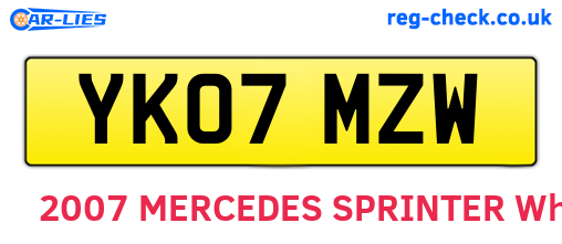 YK07MZW are the vehicle registration plates.