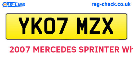 YK07MZX are the vehicle registration plates.