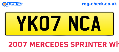 YK07NCA are the vehicle registration plates.