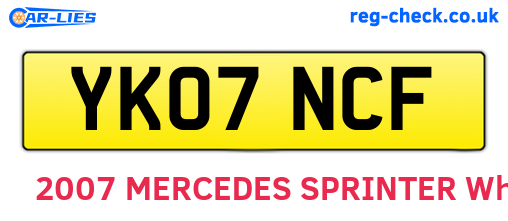 YK07NCF are the vehicle registration plates.