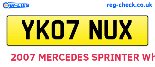 YK07NUX are the vehicle registration plates.
