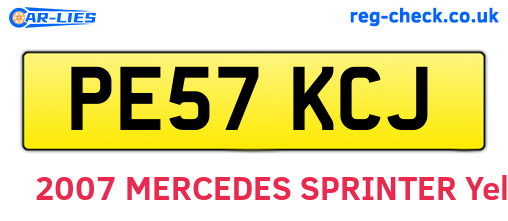 PE57KCJ are the vehicle registration plates.