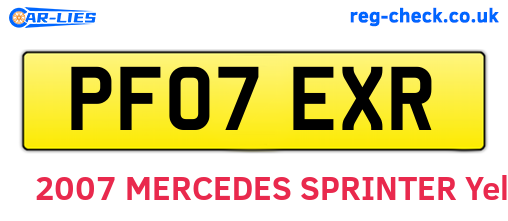 PF07EXR are the vehicle registration plates.