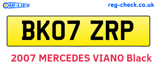 BK07ZRP are the vehicle registration plates.
