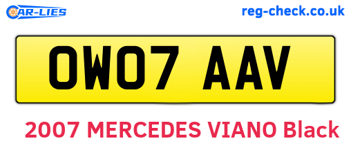 OW07AAV are the vehicle registration plates.