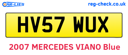 HV57WUX are the vehicle registration plates.