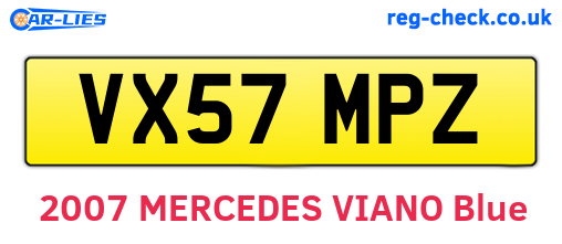 VX57MPZ are the vehicle registration plates.