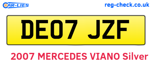 DE07JZF are the vehicle registration plates.