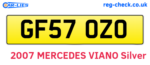 GF57OZO are the vehicle registration plates.
