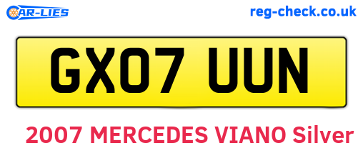 GX07UUN are the vehicle registration plates.