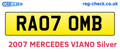 RA07OMB are the vehicle registration plates.