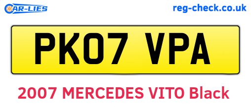 PK07VPA are the vehicle registration plates.