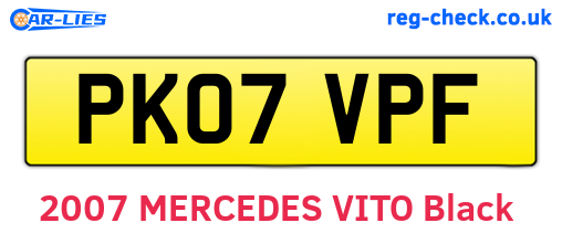 PK07VPF are the vehicle registration plates.