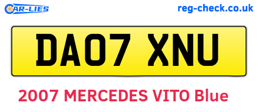 DA07XNU are the vehicle registration plates.
