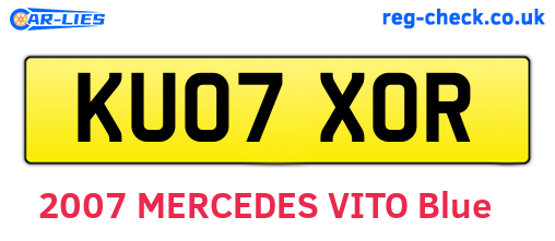 KU07XOR are the vehicle registration plates.
