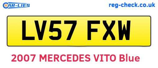 LV57FXW are the vehicle registration plates.