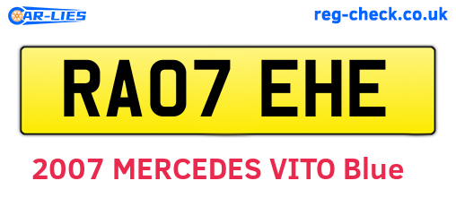 RA07EHE are the vehicle registration plates.