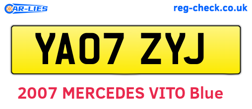 YA07ZYJ are the vehicle registration plates.