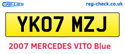YK07MZJ are the vehicle registration plates.