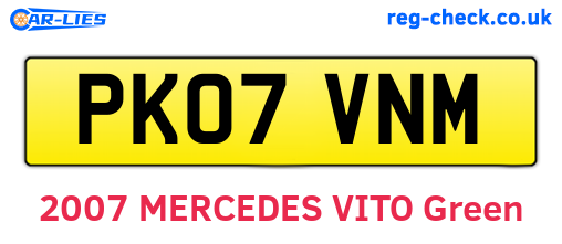 PK07VNM are the vehicle registration plates.