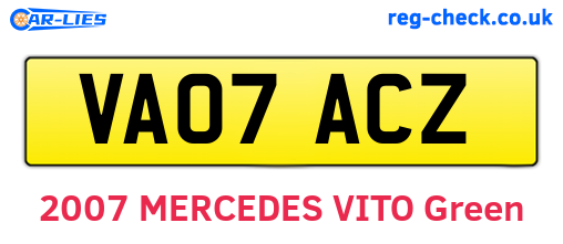 VA07ACZ are the vehicle registration plates.
