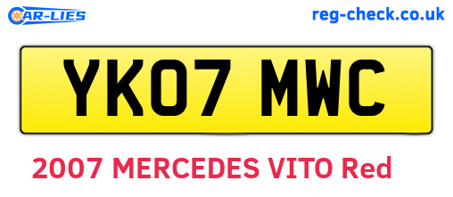 YK07MWC are the vehicle registration plates.