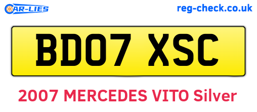 BD07XSC are the vehicle registration plates.