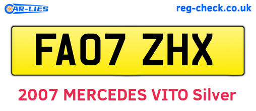 FA07ZHX are the vehicle registration plates.