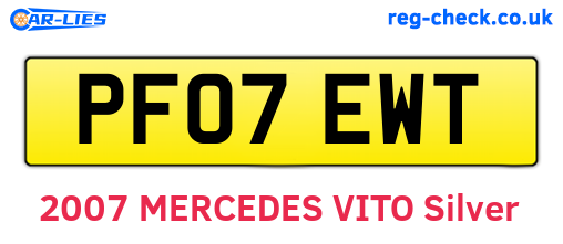 PF07EWT are the vehicle registration plates.