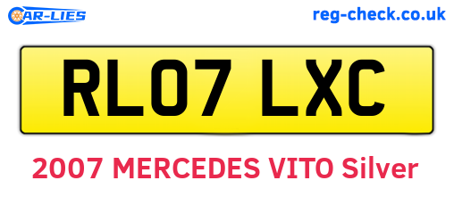 RL07LXC are the vehicle registration plates.