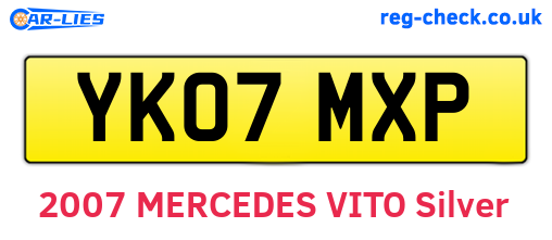 YK07MXP are the vehicle registration plates.