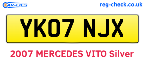 YK07NJX are the vehicle registration plates.